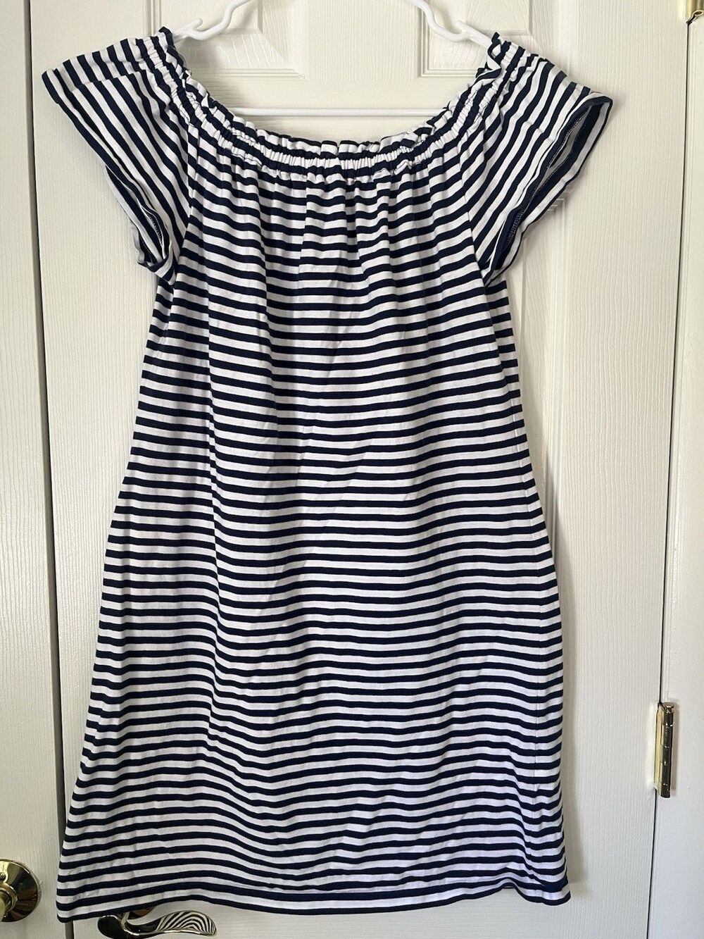 Vineyard Vines Navy And White Nautical Stripe Off The Should Dress Size XS